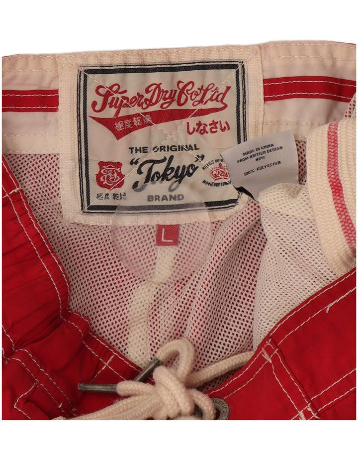 Superdry grafiske badeshorts til mænd, store røde polyester