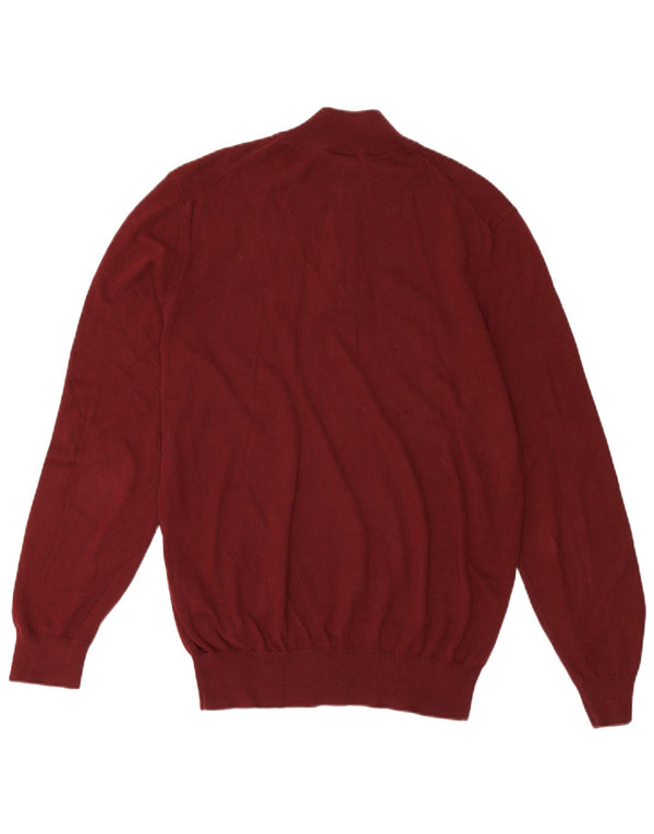 Hugo Boss Herre Zip Neck Jumper Sweater Stor Bourgogne Bomuld