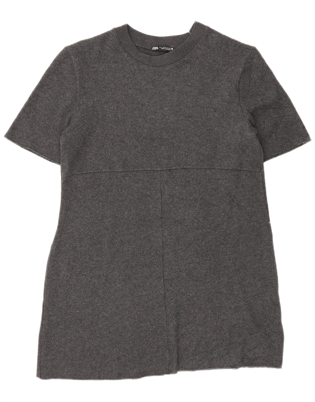 Zara Kortærmede Jumper Kjole til kvinder UK 10 Lille Grå Polyester