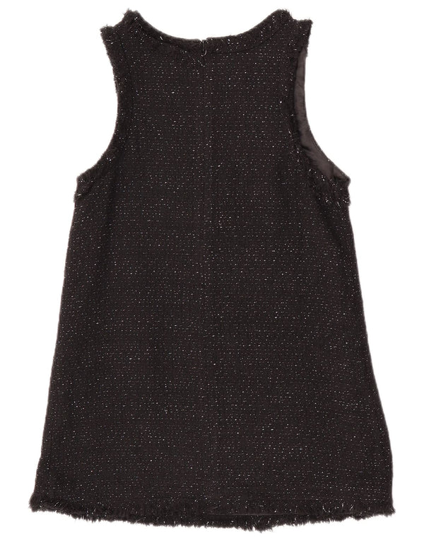 Zara Girls Sleeveless A-Line Dress 11-12 Years Black Flecked Cotton