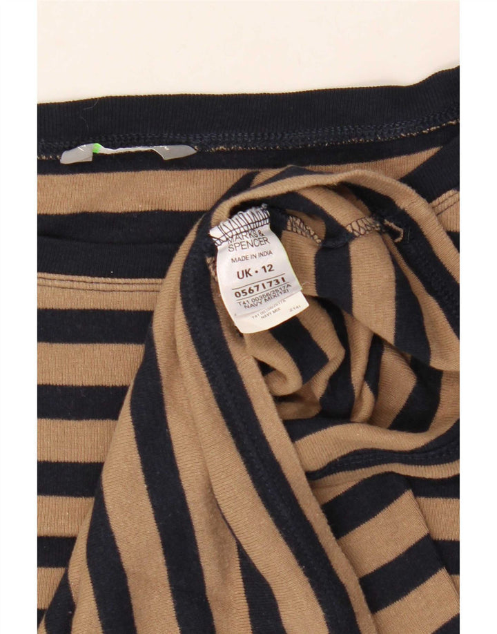 Marks & Spencer Dametop Langærmet UK 12 Mellem marineblå stribet