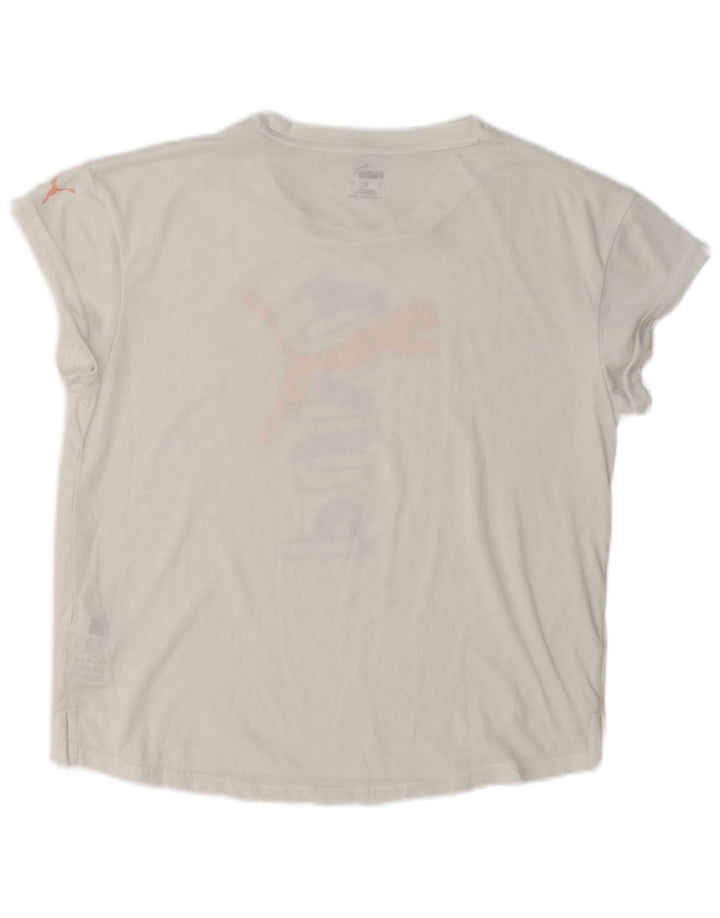Puma Oversized grafisk T-shirt top UK 10 Small White Polyester