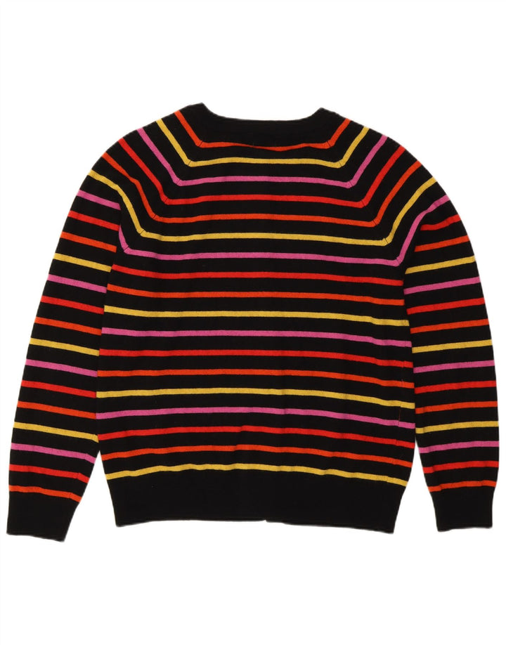 Benetton Dame Cardigan Sweater UK 14 Medium Flerfarvet Stribet