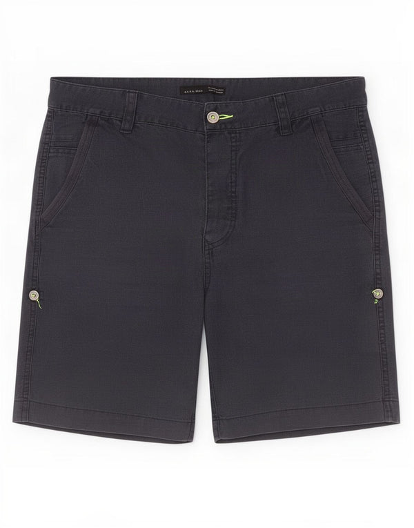 Zara Herre Chino Shorts EU 44 Large W34 Navy Blue Linen