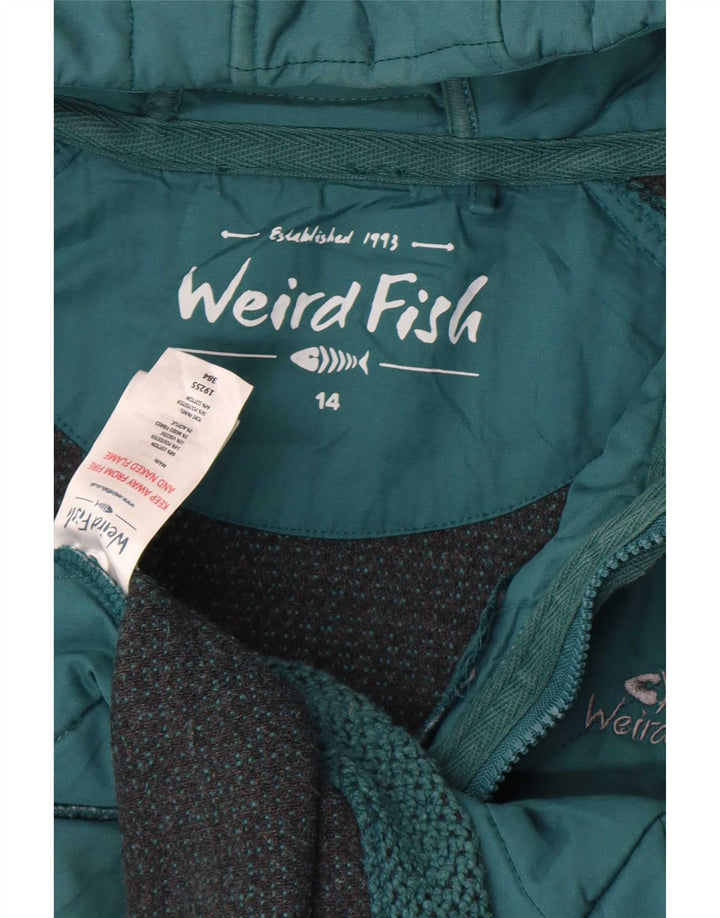 Weird Fish Dame Hættetrøje Sweater UK 14 Medium turkis bomuld