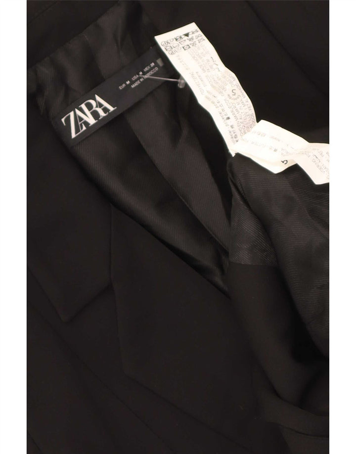 Zara Dame 1 Knap Blazer Jacket UK 12 Medium Sort Polyester