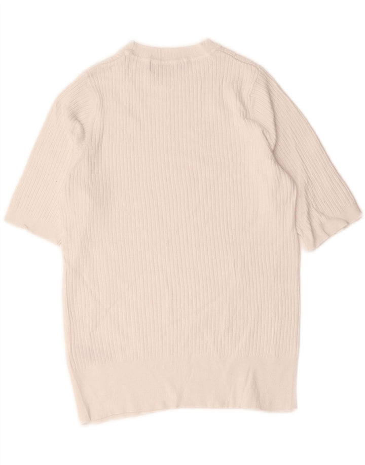 Marks & Spencer Dame Crop Crew Neck Jumper Sweater UK 10 Small White