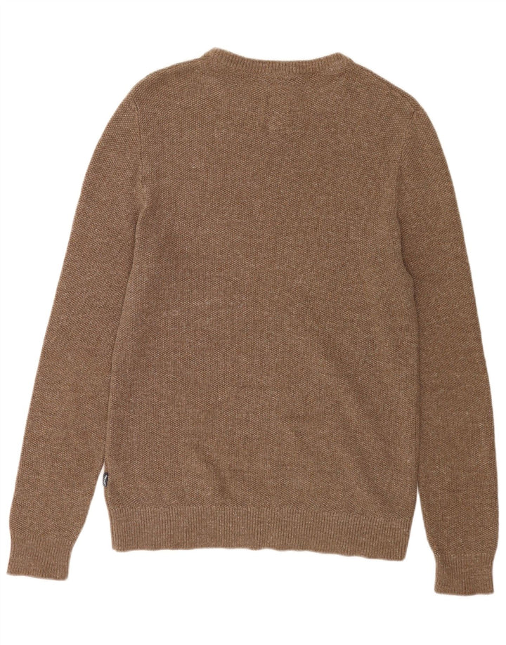 Fedt ansigt herre rund hals sweater medium brun bomuld
