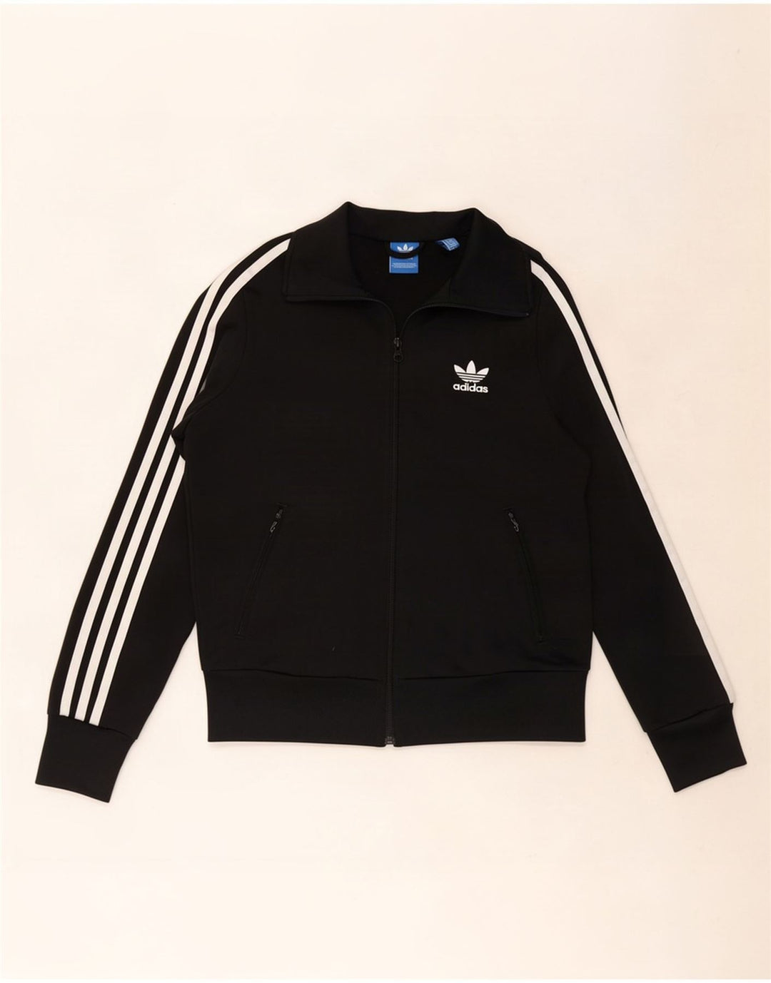 Adidas Dame Grafisk Træningsdragt Top Jacket UK 10 Lille Sort Polyester