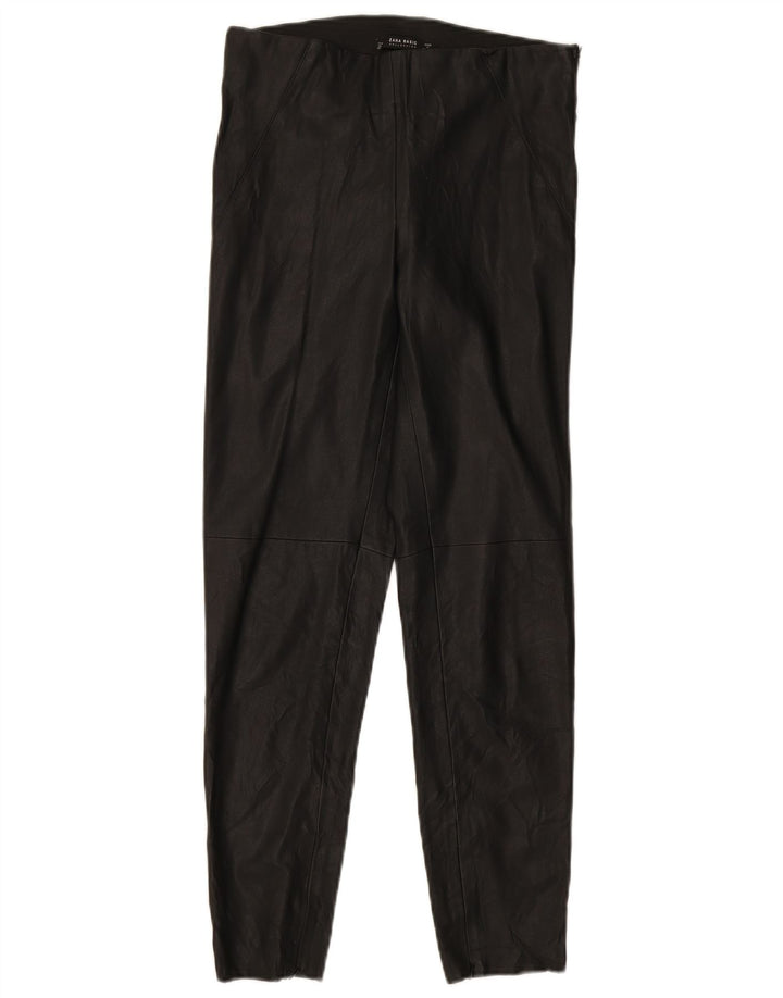 ZARA Womens Slim Faux Leather Trousers Medium W28 L27 Black Polyurethane