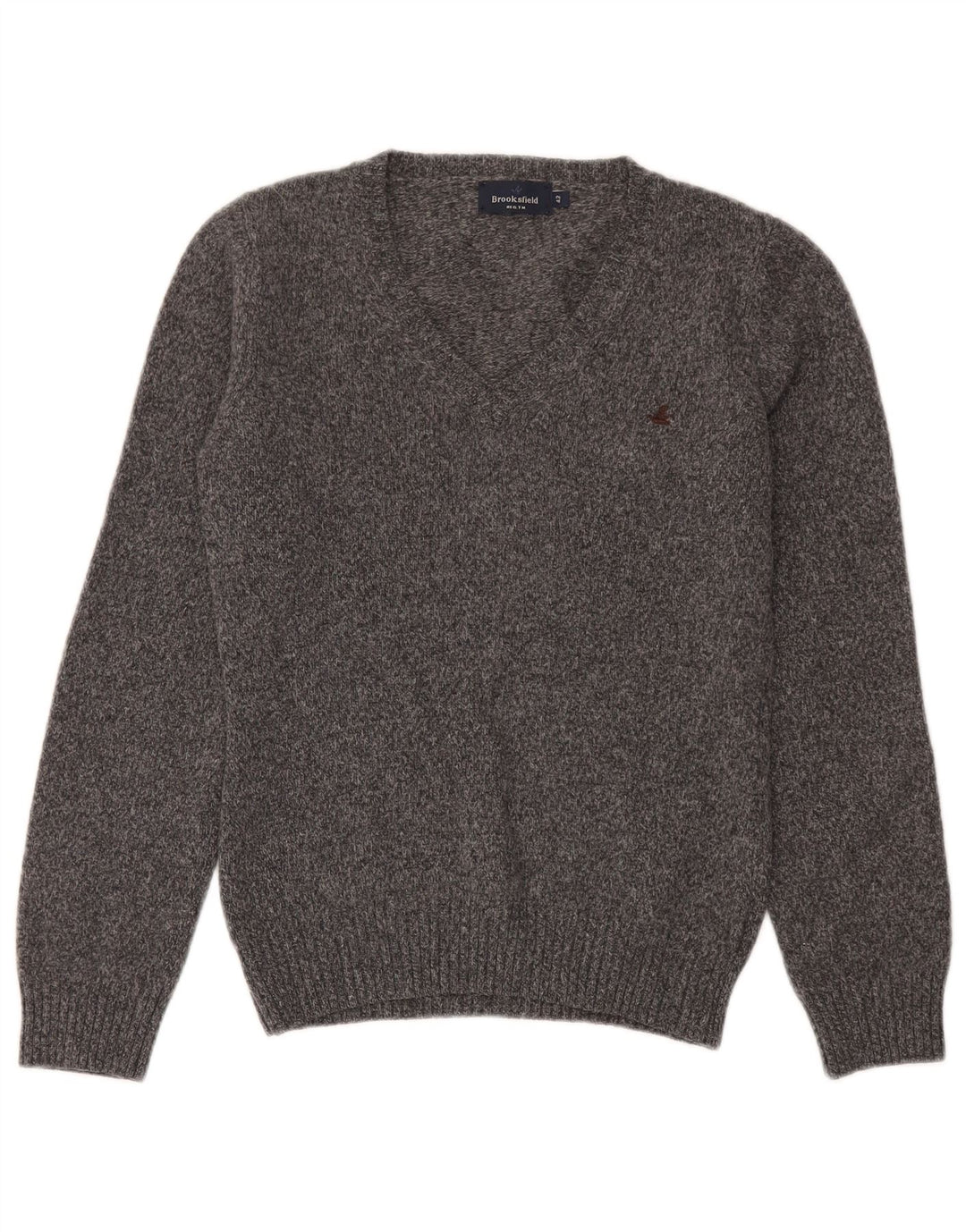 Brooksfield Dame V-hals sweater IT 42 Medium Grey Flecked Wool