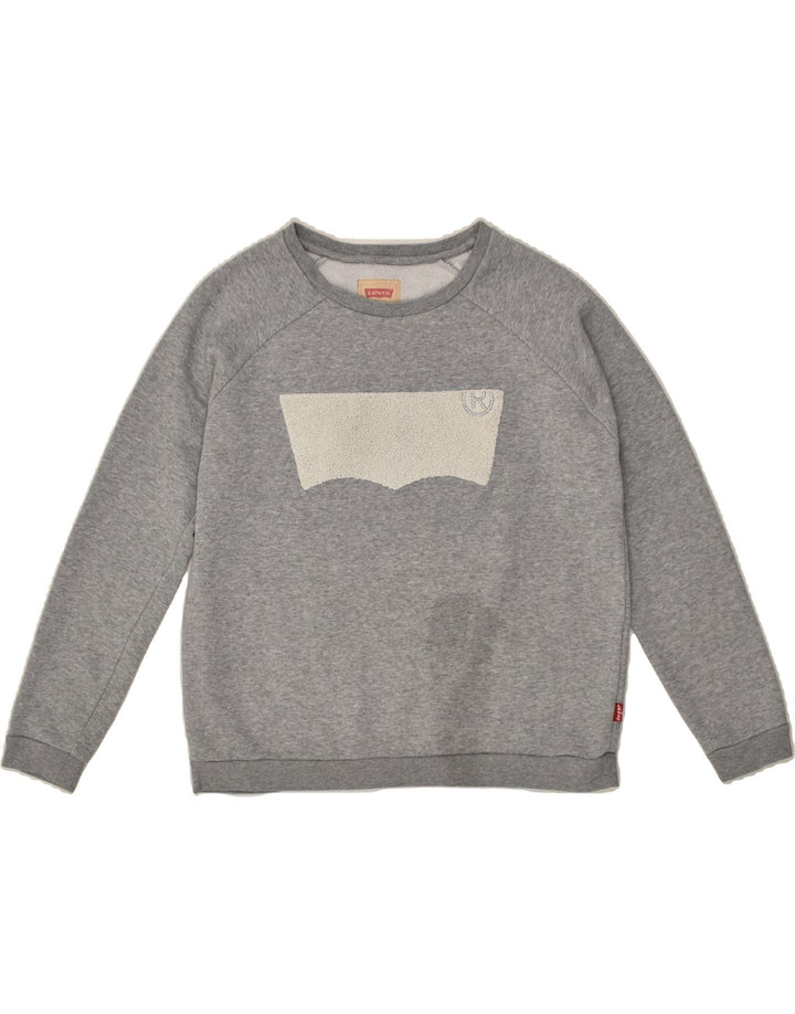 LEVI'S Girls Graphic Sweatshirt Jumper 15-16 Years Grey Cotton | Vintage Levi's | Thrift | Second-Hand Levi's | Used Clothing | Messina Hembry 