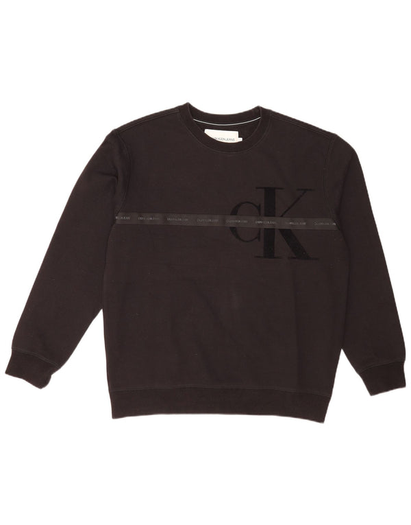 Calvin Klein Jeans Herre Grafisk Regular Fit Sweatshirt Jumper Large Sort