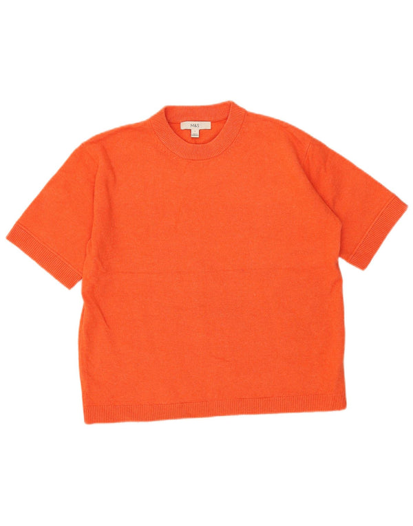 Marks & Spencer Dame Oversized T-Shirt Top UK 10 Small Orange Polyester