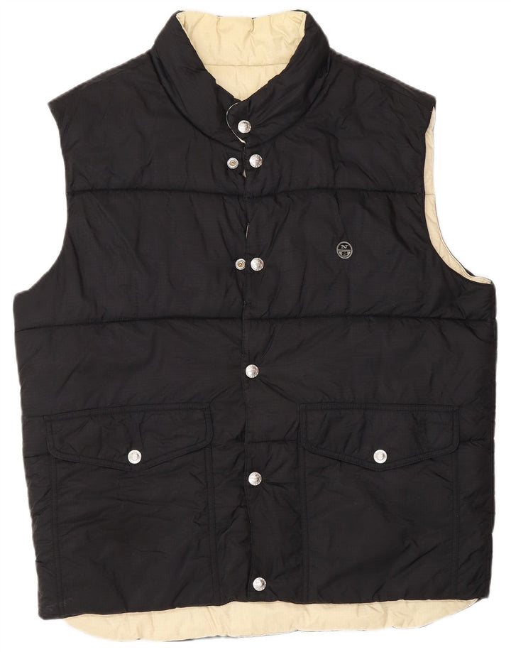 North Sails Herre Vendbar Polstret Gilet UK 42 XL Sort Polyamid
