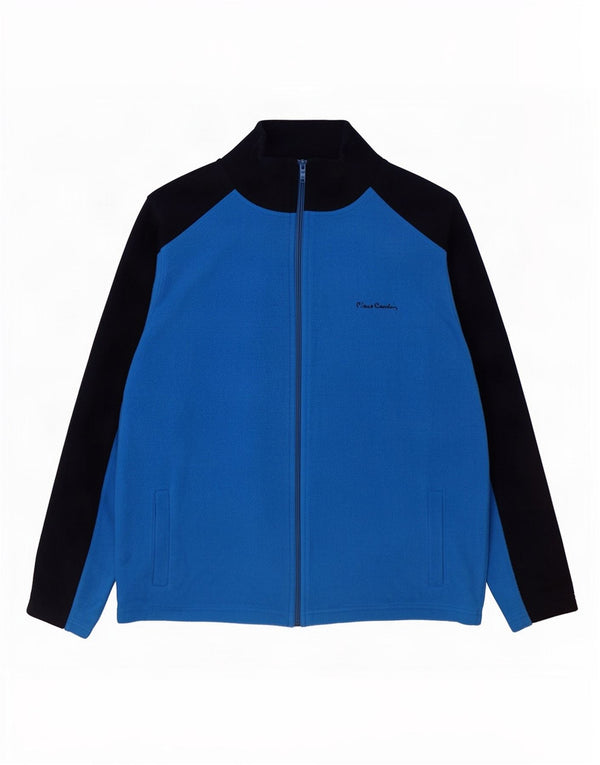 Pierre Cardin Fleecejakke til mænd UK 40 Large Blue Colourblock Polyester