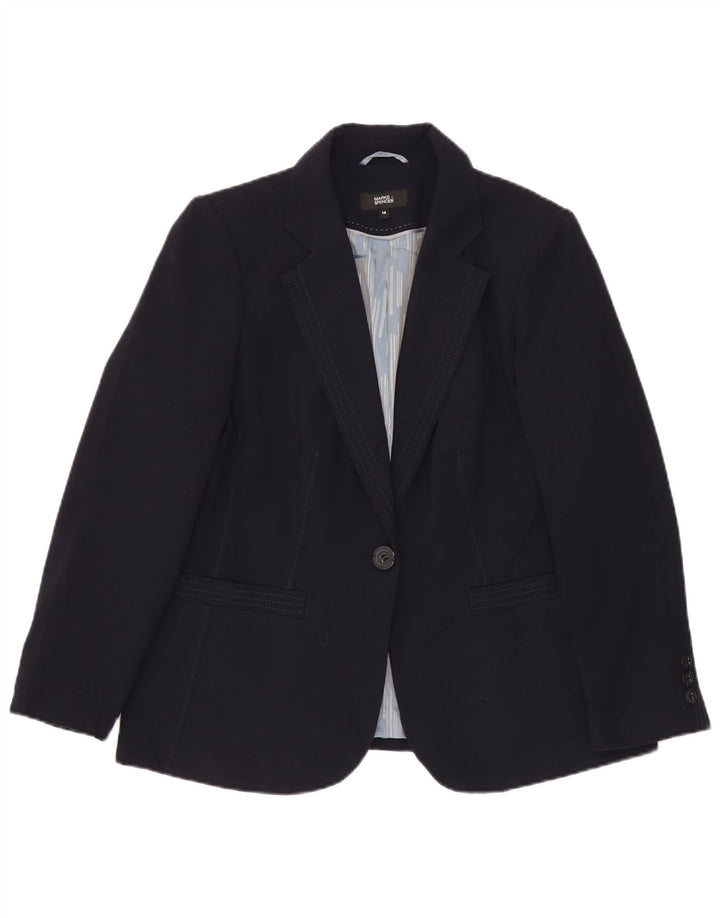 Marks & Spencer Dame 1 Knap Blazer Jacket UK 16 Large Navy Blue