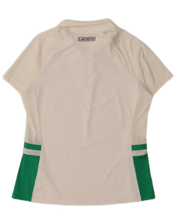 Lacoste Dame Polo Shirt Str. 42 Large White Colourblock Polyester
