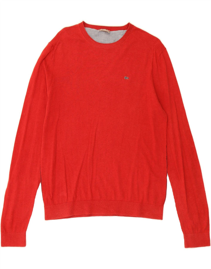 NAPAPIJRI Mens Boat Neck Jumper Sweater Medium Red Vintage Napapijri and Second-Hand Napapijri from Messina Hembry 