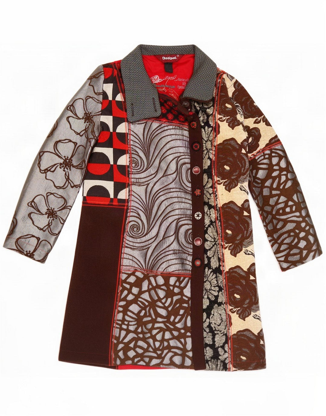 Desigual Dame Grafisk Overfrakke EU 40 Medium Flerfarvet Blomster