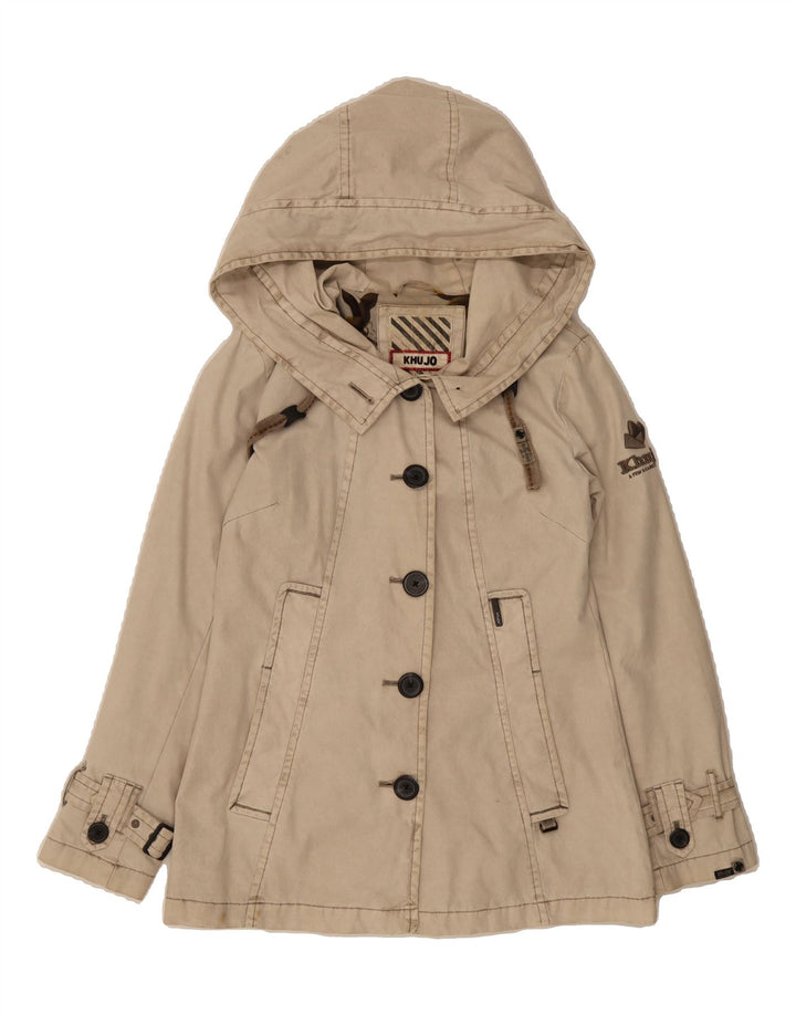 KHUJO Womens Hooded Bomber Jacket UK 6 XS Beige Polyester Vintage KHUJO and Second-Hand KHUJO from Messina Hembry 