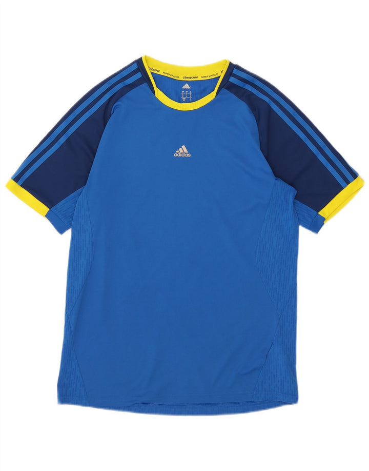 Adidas Herre Climacool T-Shirt Top Lille Blå Colourblock Polyester
