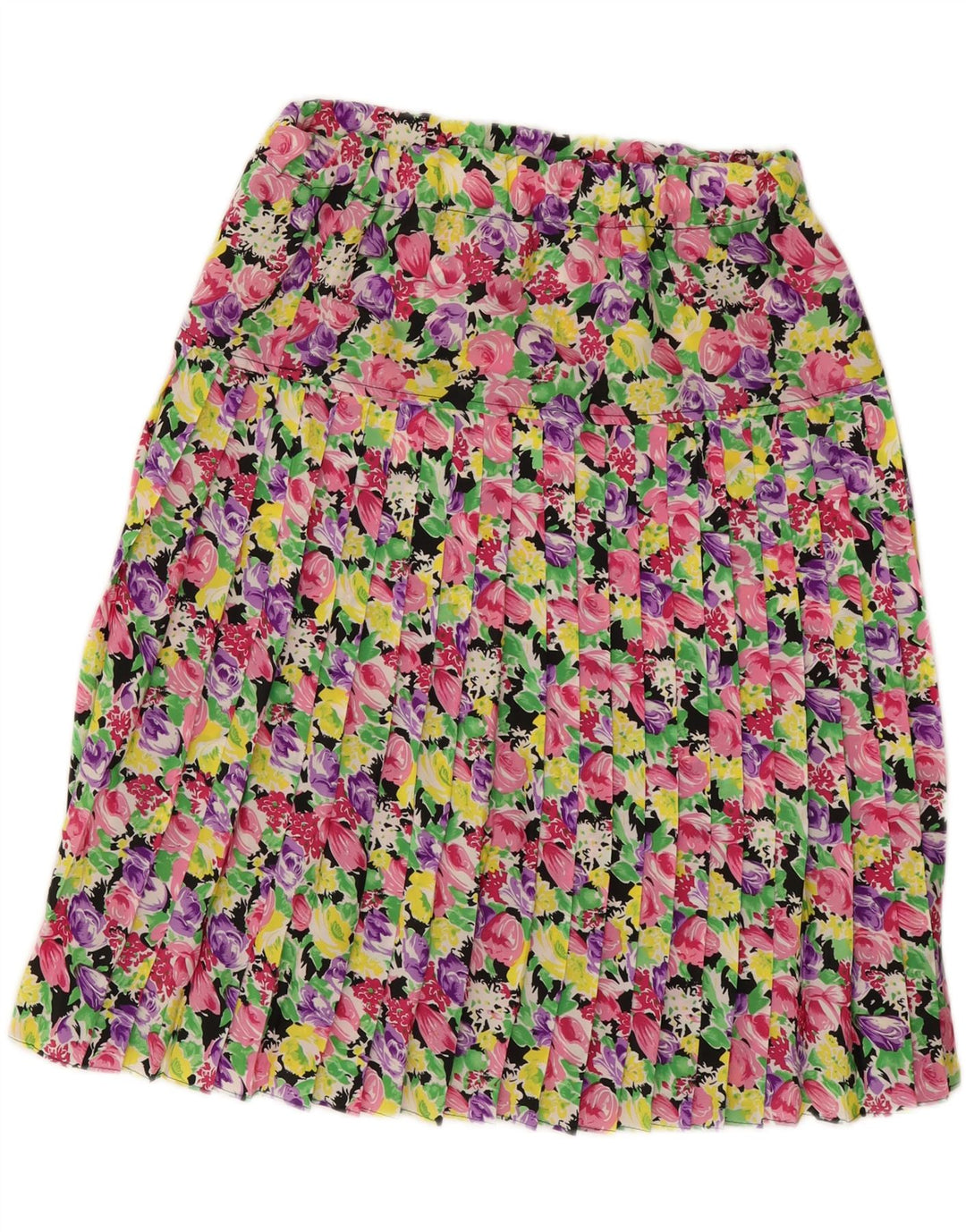 VINTAGE Womens Pleated Skirt IT 48 XL W30  Multicoloured Floral Polyester Vintage Vintage and Second-Hand Vintage from Messina Hembry 