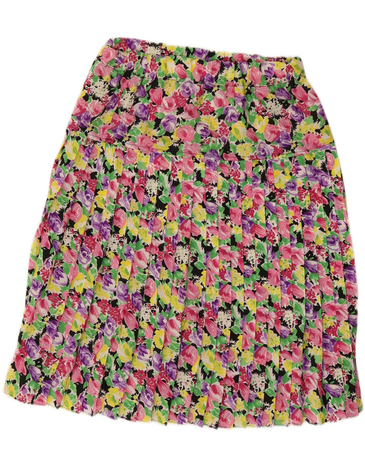 VINTAGE Womens Pleated Skirt IT 48 XL W30  Multicoloured Floral Polyester Vintage Vintage and Second-Hand Vintage from Messina Hembry 