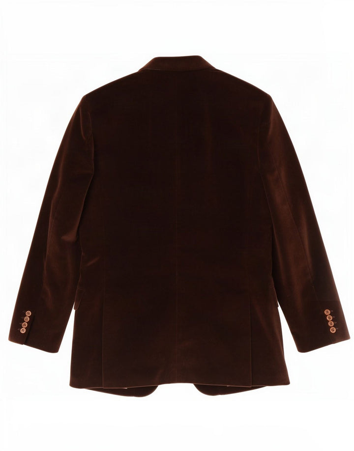 Maestrami Herre 3 Button Velvet Blazer Jacket IT 50 Stor Brun Bomuld