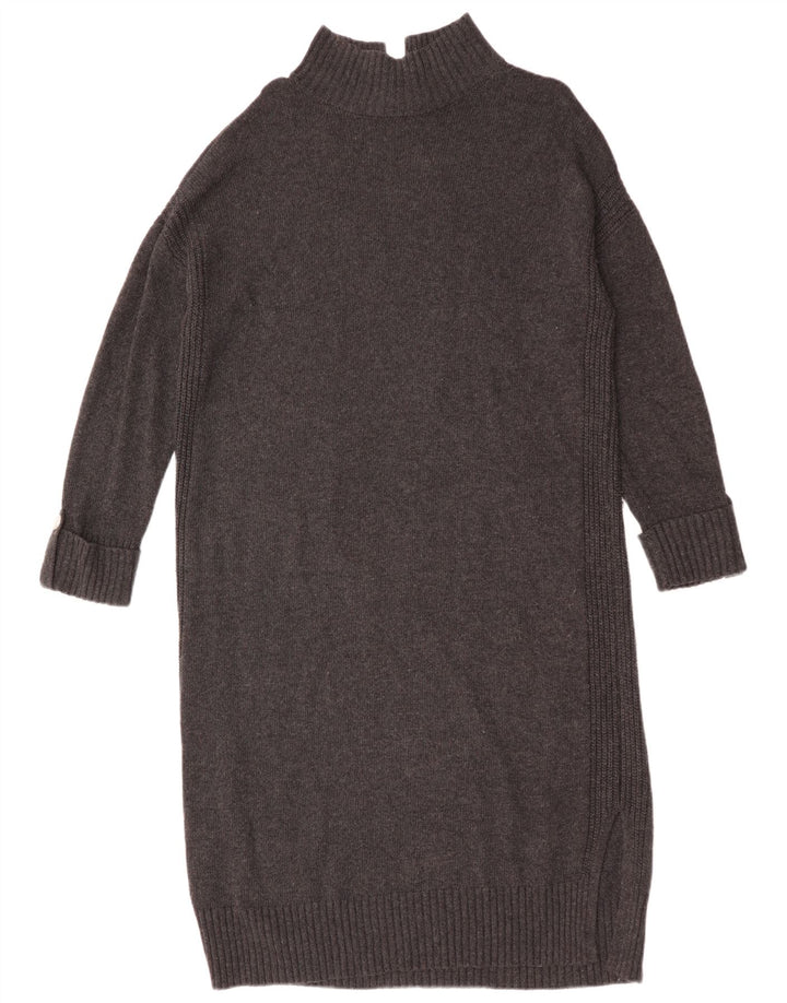 MINT FLØJEL Dame Langærmet Oversized Jumper Kjole UK 14 Medium Grey