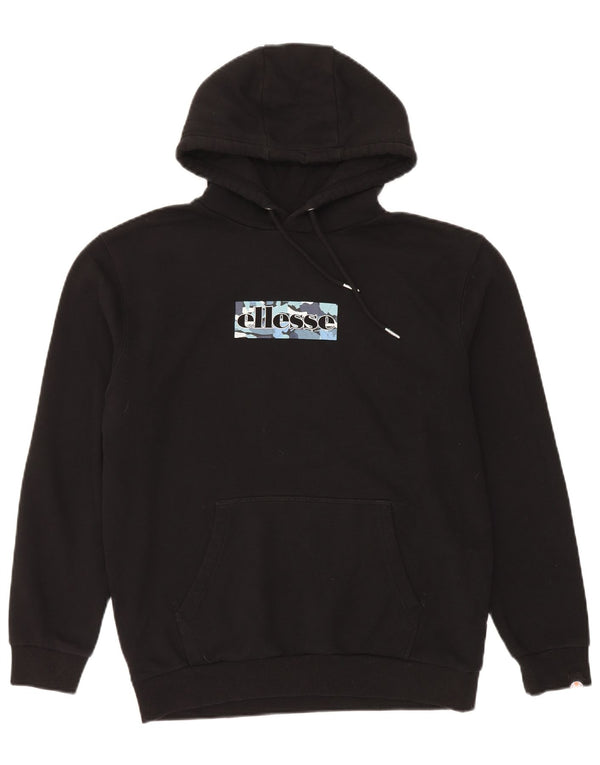 Ellesse Dame Grafisk Hoodie Jumper UK 14 Large Black Cotton Sports