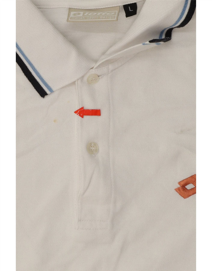 LOTTO Mens Polo Shirt Large White Cotton Vintage Lotto and Second-Hand Lotto from Messina Hembry 