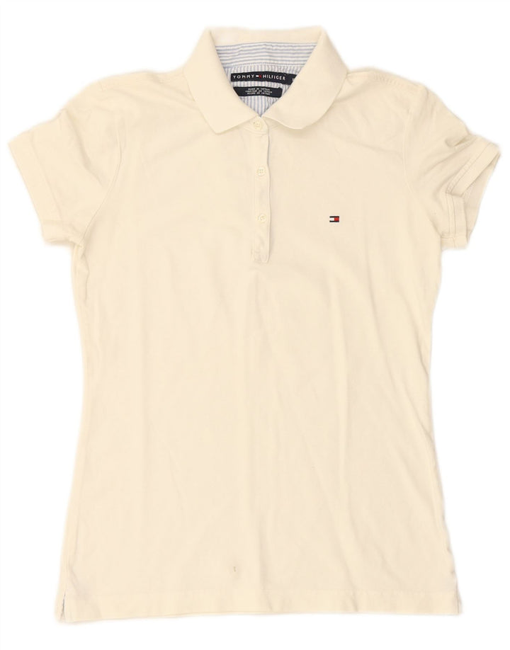 TOMMY HILFIGER Dame poloshirt UK 14 Medium White