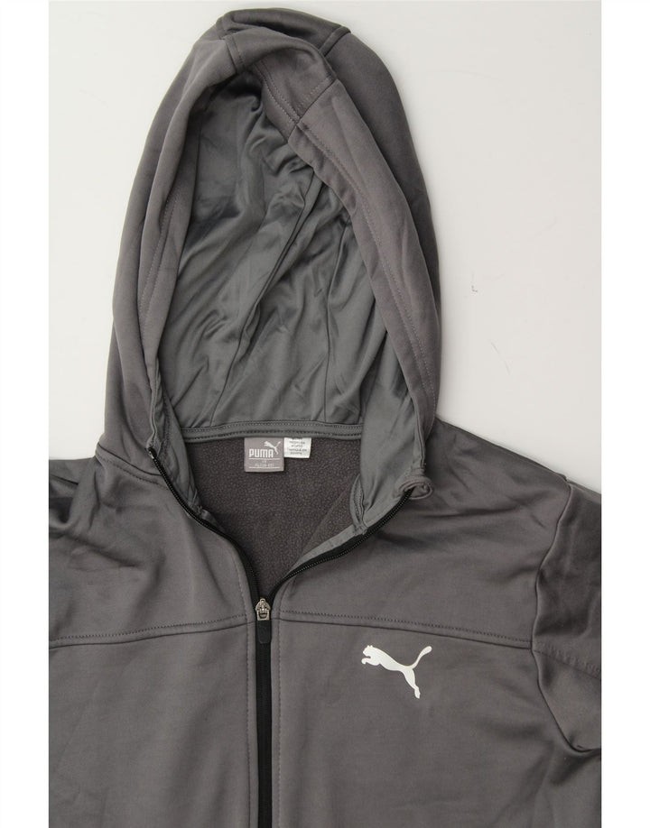 PUMA Boys Graphic Zip Hoodie Sweater 15-16 Years XL Grey Polyester Vintage Puma and Second-Hand Puma from Messina Hembry 