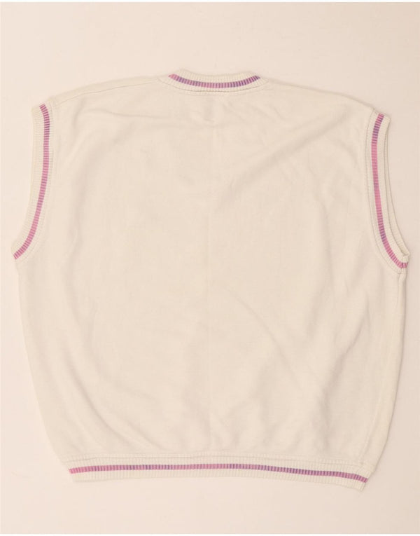 Vintage Dame Vest Tank Top UK 18 XL Hvid Bomuld