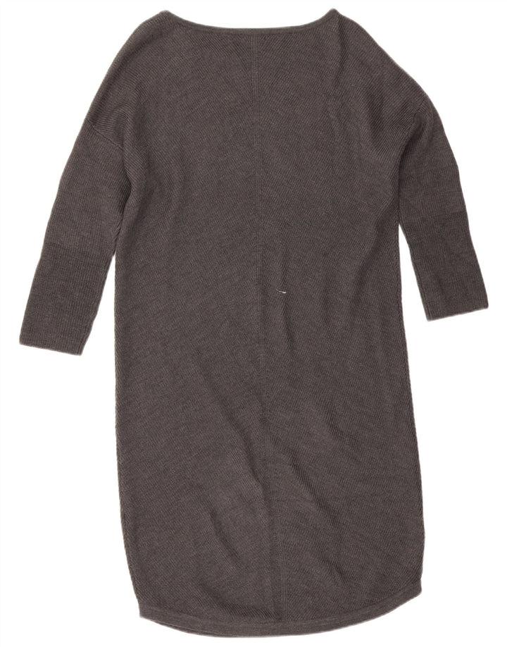 Jigsaw Dame 3/4-ærmet oversized jumperkjole UK 10 Small Grey Uld