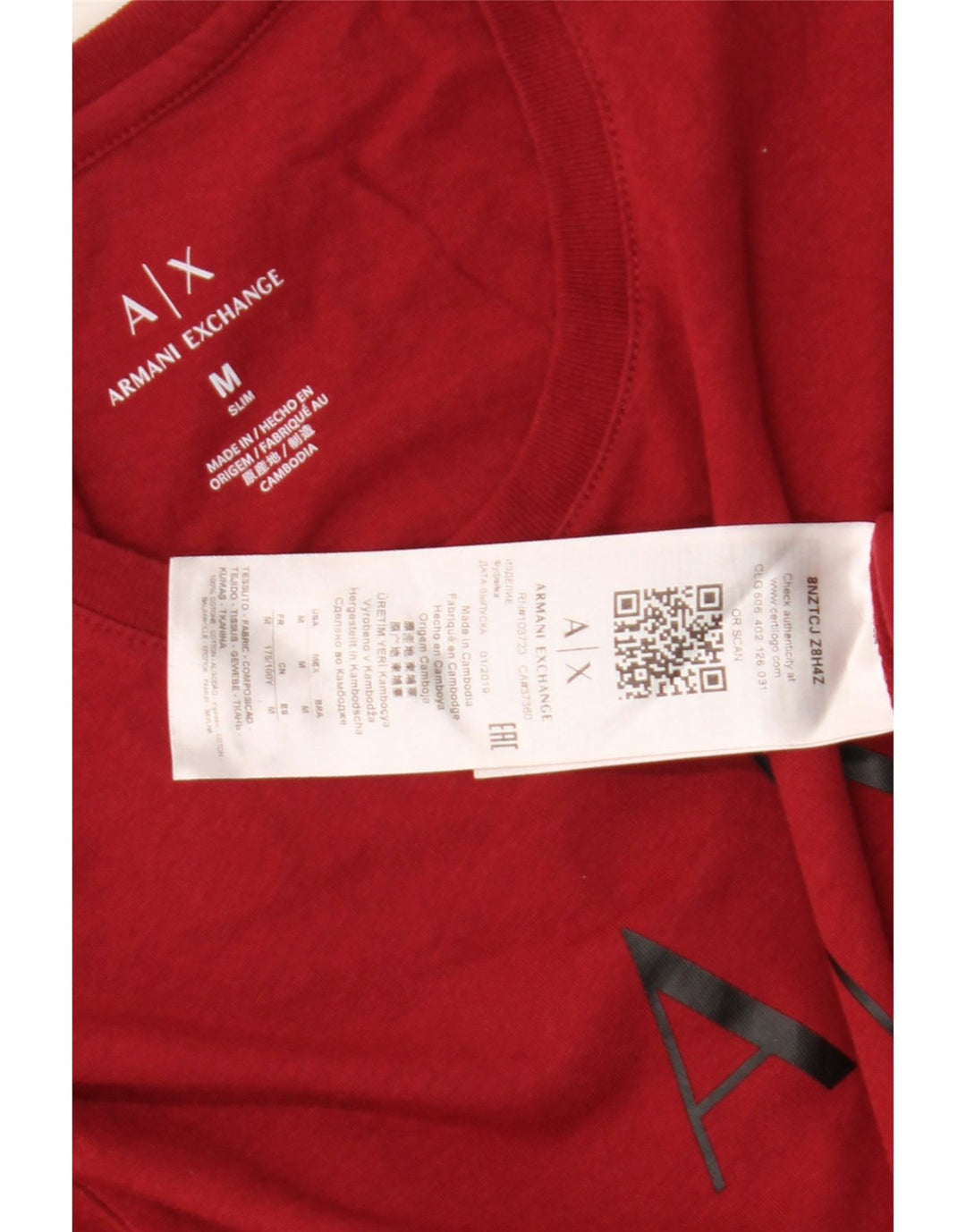 Armani Exchange Herre grafisk T-shirt Top Medium Rød Bomuld