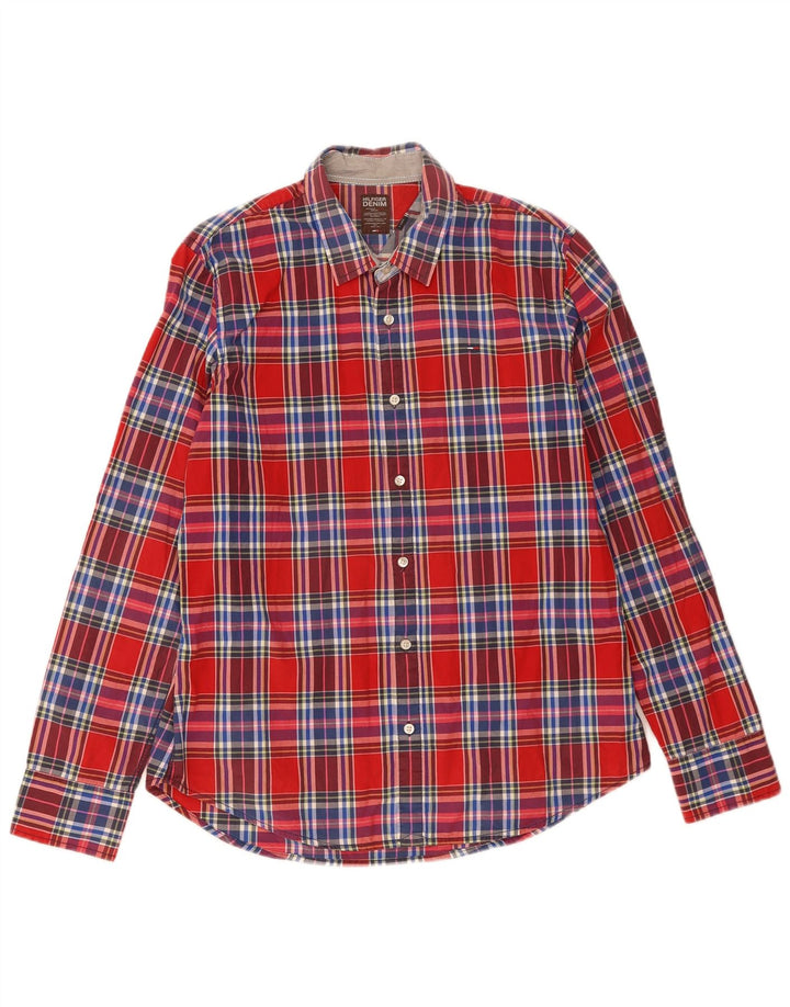 Tommy Hilfiger Herreskjorte XL Rød Plaid Bomuld
