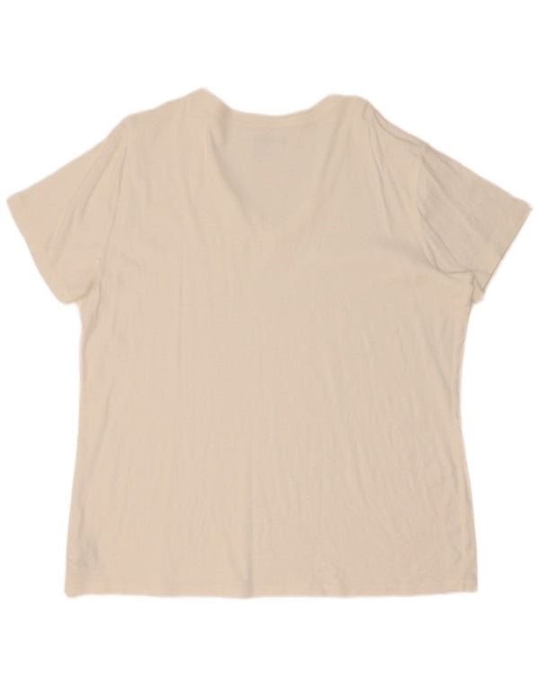 Eddie Bauer Dame T-Shirt Top UK 20 2XL Hvid Bomuld