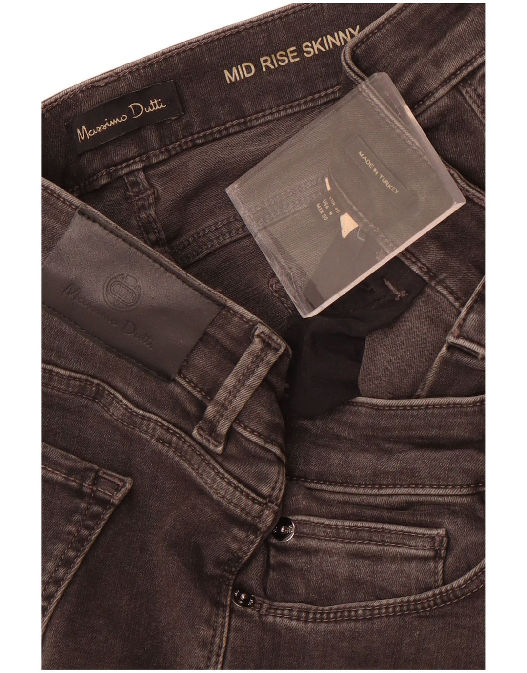 Massimo Dutti Dame Mid Rise Skinny Jeans EU 40 Medium W30 L30 Grå