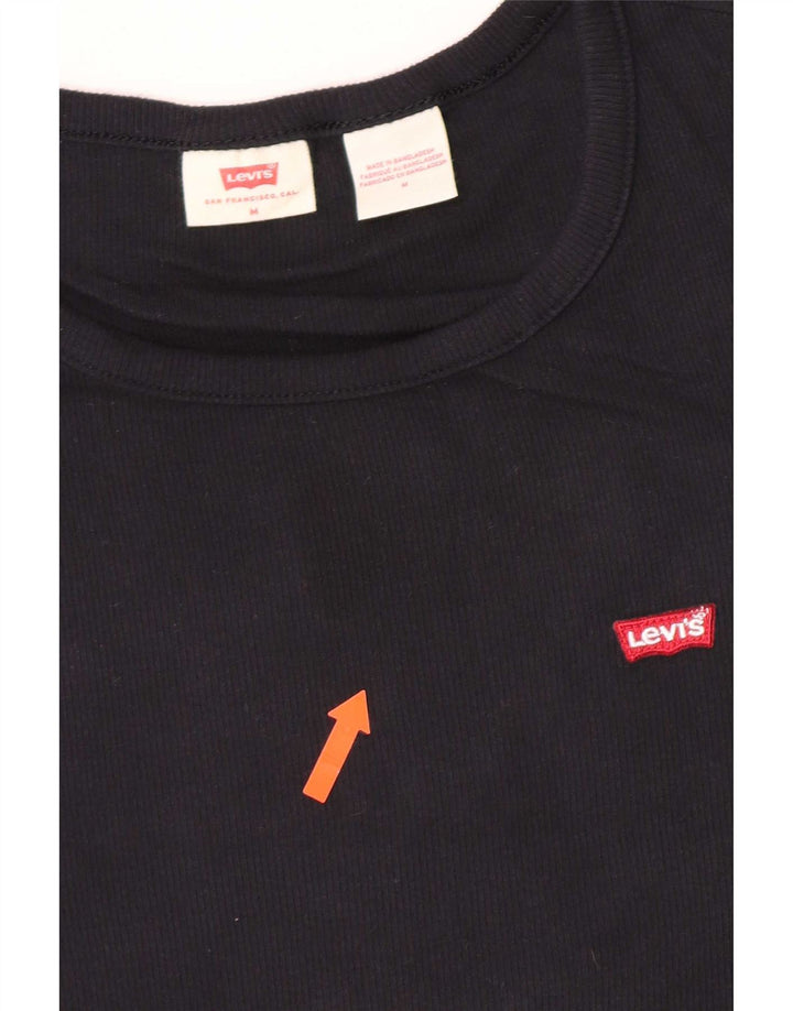 Levi's Dame T-Shirt Top UK 12 Medium Sort Bomuld