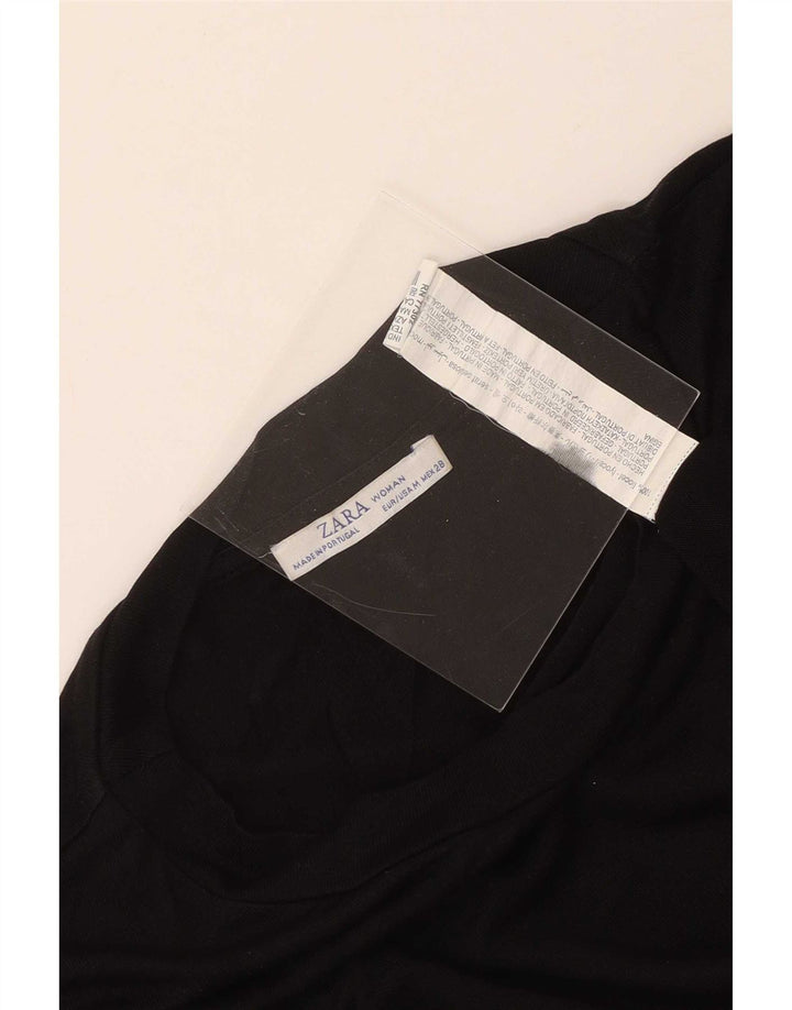 Zara Dame Oversized Top Langærmet UK 14 Medium Sort Lyocell