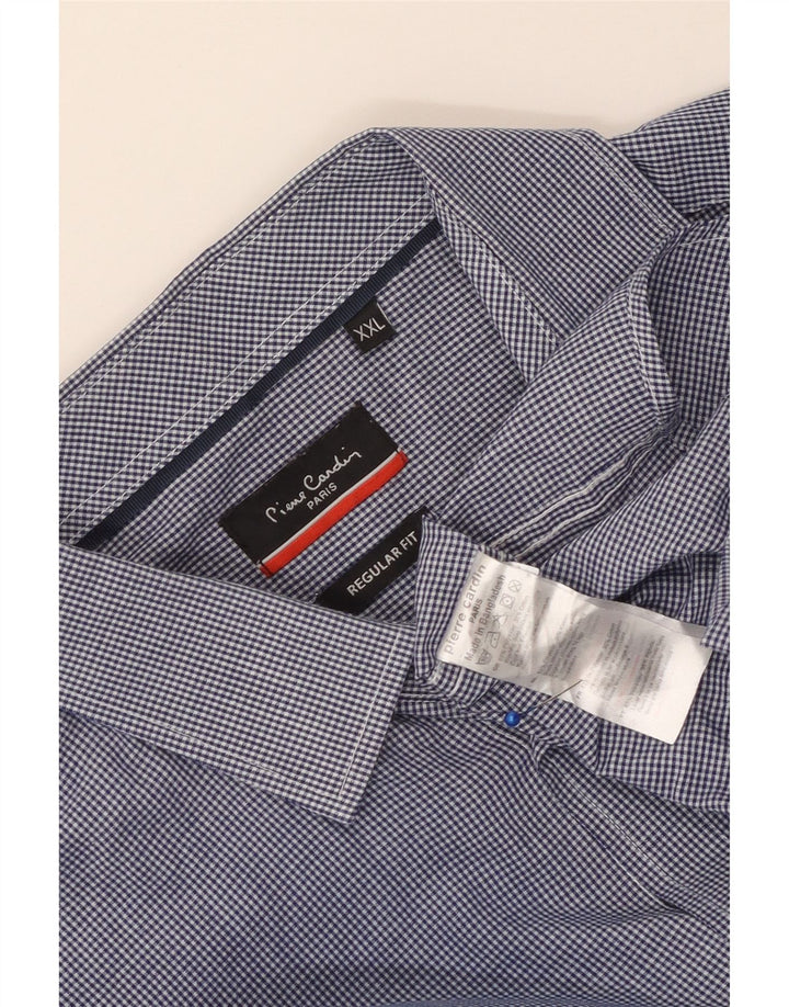 PIERRE CARDIN Herre Regular Fit skjorte 2XL Blå Gingham Polyester