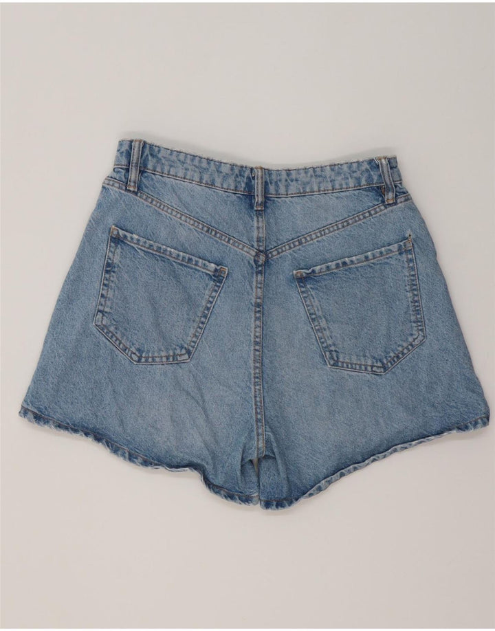 ZARA Dames Distressed Denim Shorts EU 40 Medium W30 Blue Cotton
