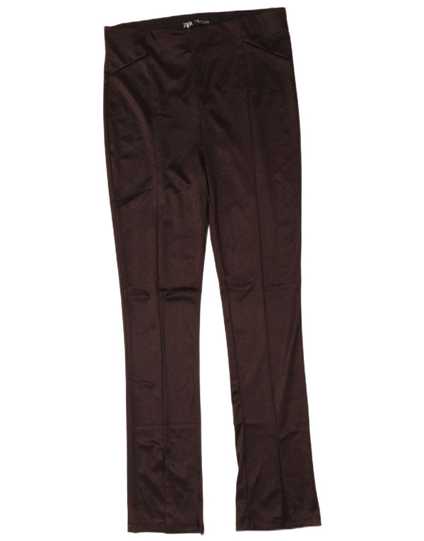 Zara Dame Flare Leggings UK 18 XL Brun Polyester