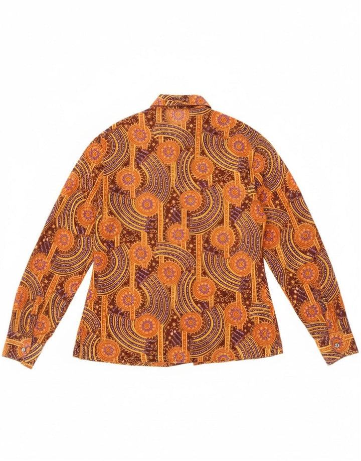 Vintage Dame Gennemsigtig Skjorte IT 44 Medium Brun Geometrisk Bomuld