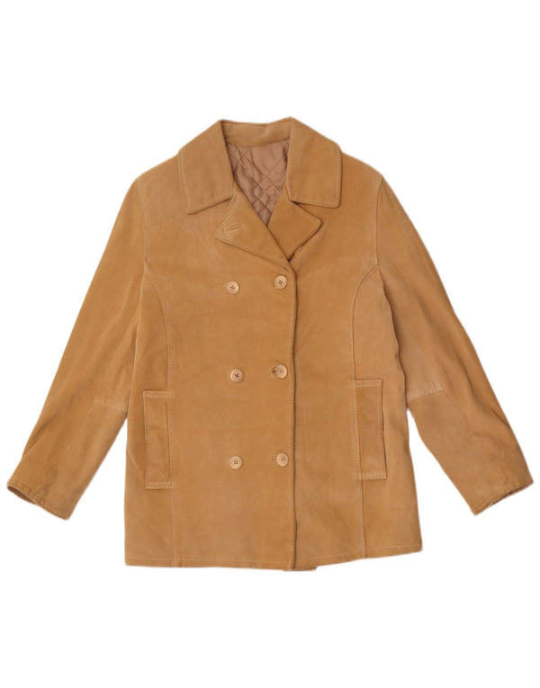 Dario Brizzi Dame Dobbeltradet ruskindsjakke UK 10 Small Beige Læder