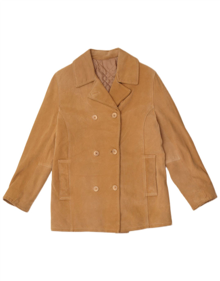 Dario Brizzi Dame Dobbeltradet ruskindsjakke UK 10 Small Beige Læder
