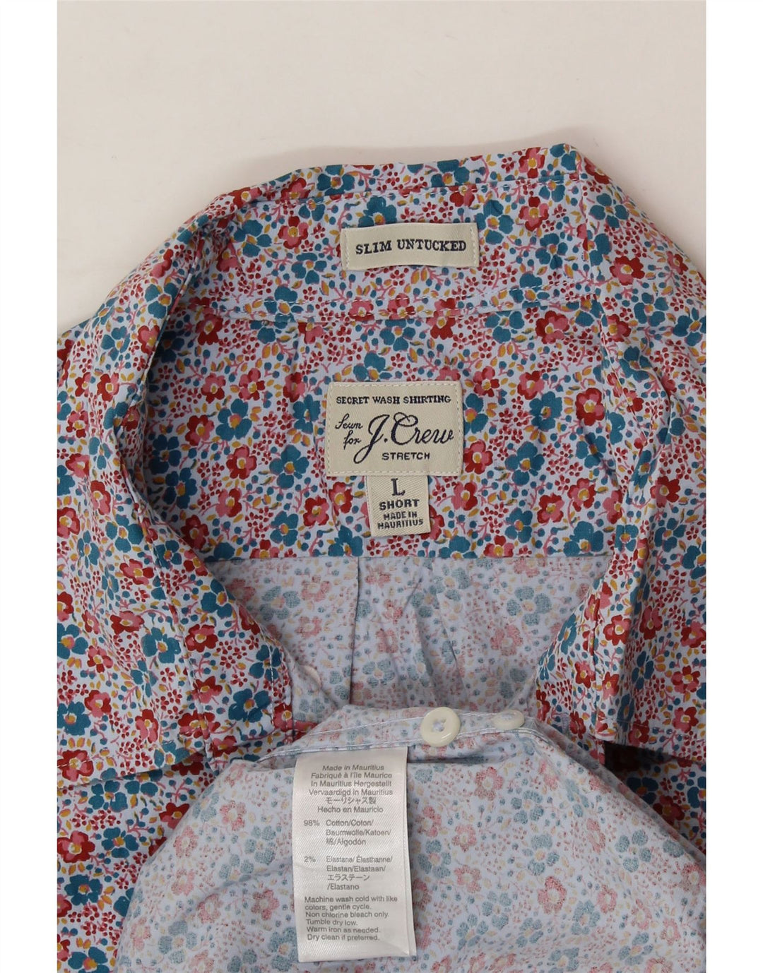J. CREW Mens Slim Fit Shirt Large Multicoloured Floral Cotton Vintage J. Crew and Second-Hand J. Crew from Messina Hembry 