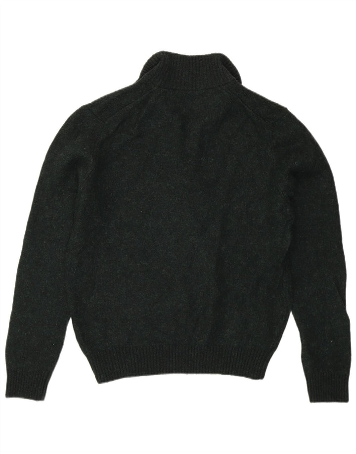 MARKS & SPENCER Womens Zip Neck Jumper Sweater UK 14 Medium Green
